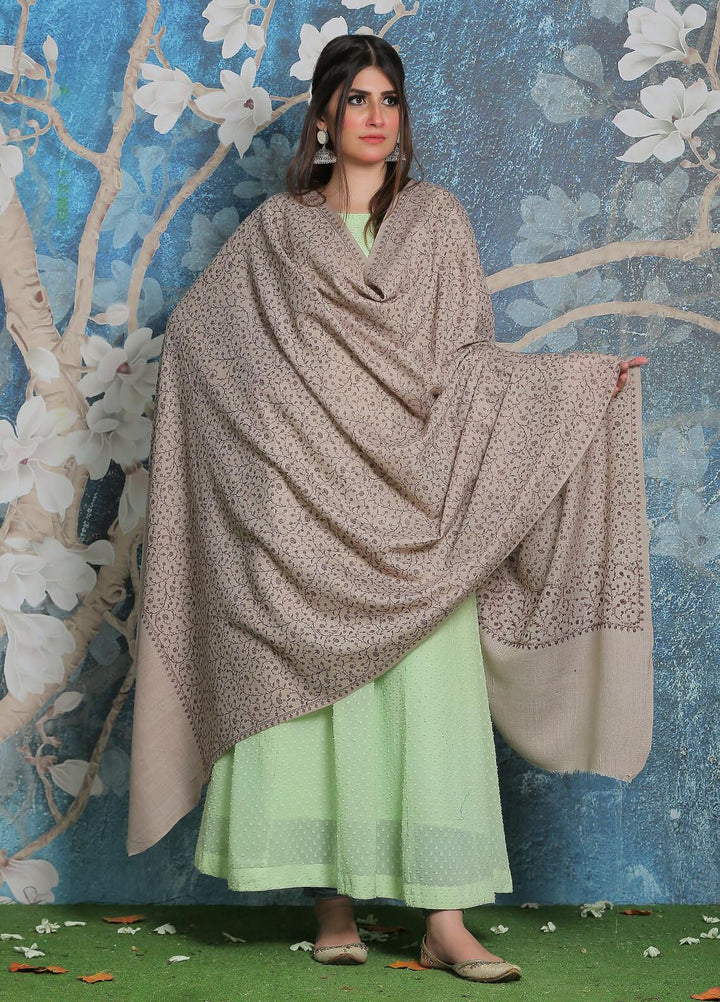 Sanaulla Exclusive Range Pashmina Shawl SU21PP AKP-01 Grey Pure Pashmina Shawls