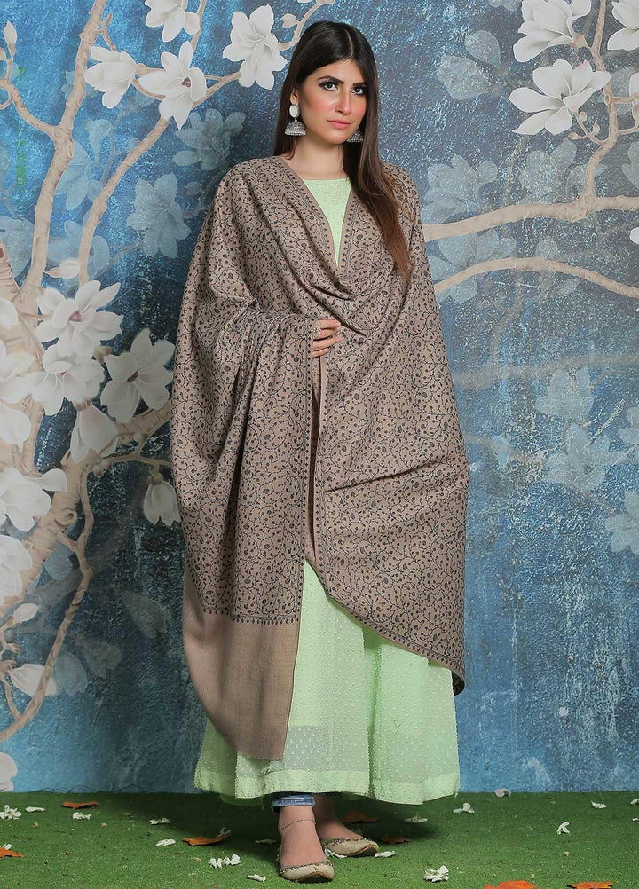 Sanaulla Exclusive Range Pashmina Shawl SU21PP AKP-01 Fawn-4 Pure Pashmina Shawls