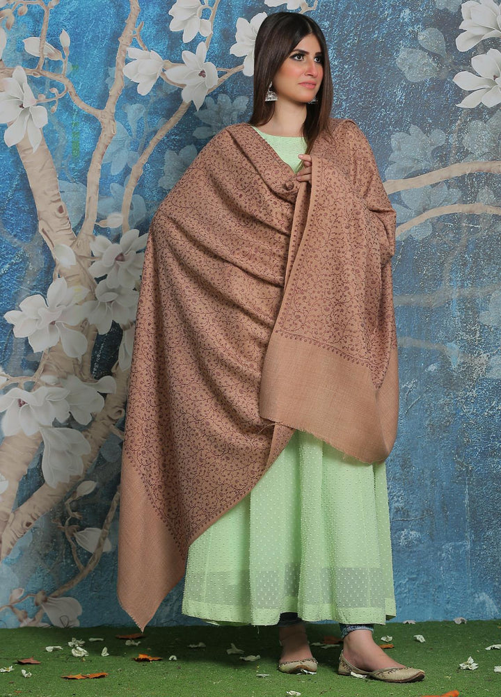 Sanaulla Exclusive Range Pashmina Shawl SU21PP AKP-01 Fawn-5 Pure Pashmina Shawls
