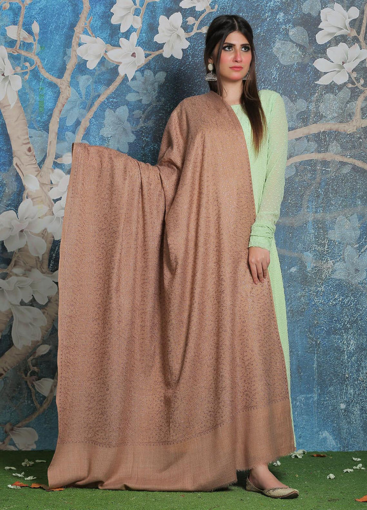 Sanaulla Exclusive Range Pashmina Shawl SU21PP AKP-01 Fawn-6 Pure Pashmina Shawls