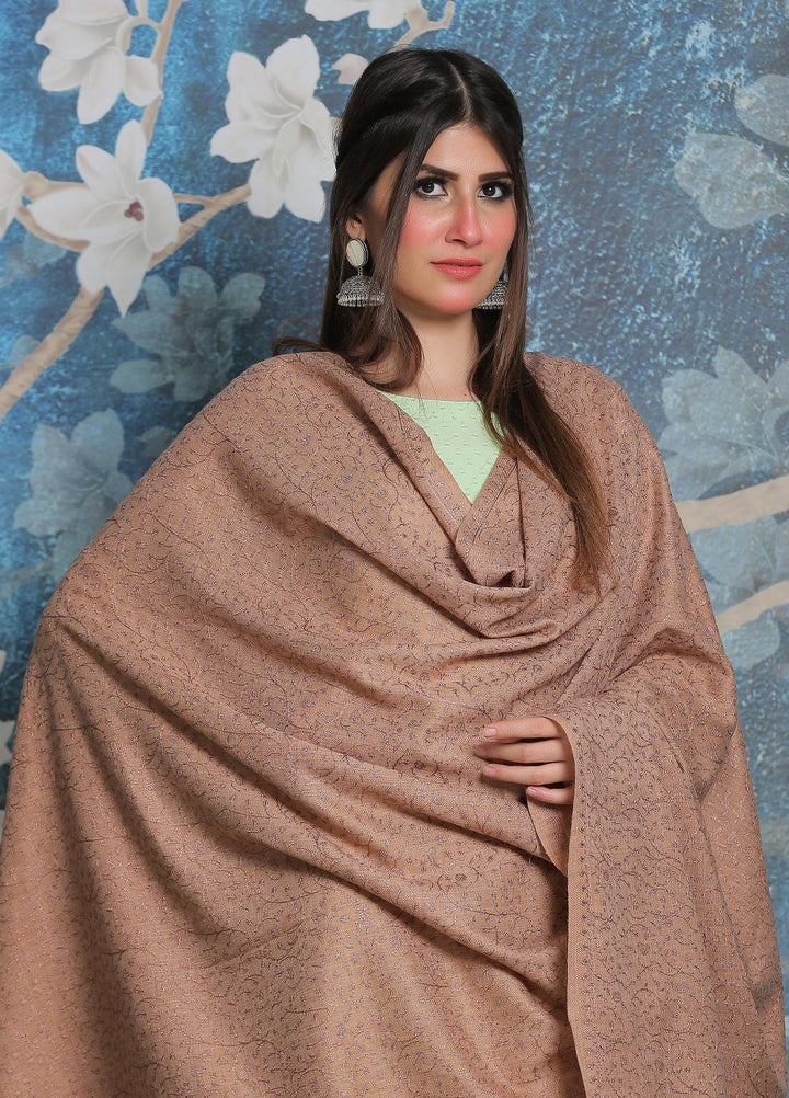 Sanaulla Exclusive Range Pashmina Shawl SU21PP AKP-01 Fawn-6 Pure Pashmina Shawls