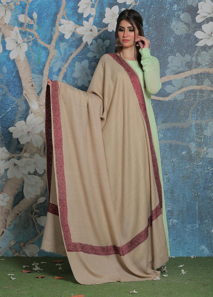 Sanaulla Exclusive Range Pashmina Shawl SU21PP AKP-06 Fawn-3 Pure Pashmina Shawls