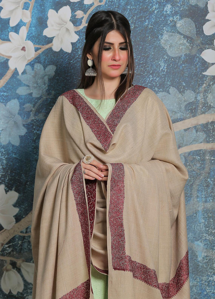 Sanaulla Exclusive Range Pashmina Shawl SU21PP AKP-06 Fawn-3 Pure Pashmina Shawls