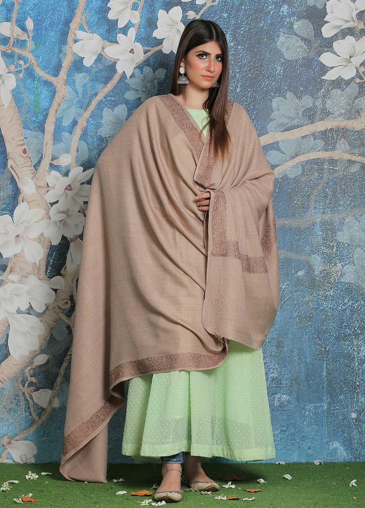 Sanaulla Exclusive Range Pashmina Shawl SU21PP AKP-06 Fawn-4 Pure Pashmina Shawls
