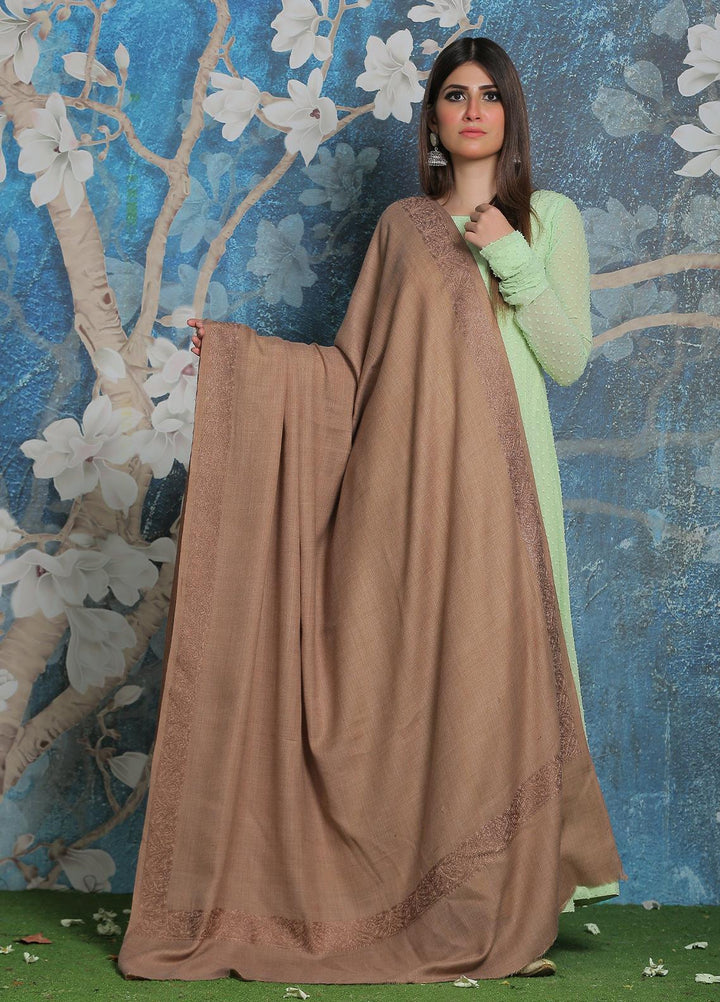Sanaulla Exclusive Range Pashmina Shawl SU21PP AKP-06 Fawn-5 Pure Pashmina Shawls