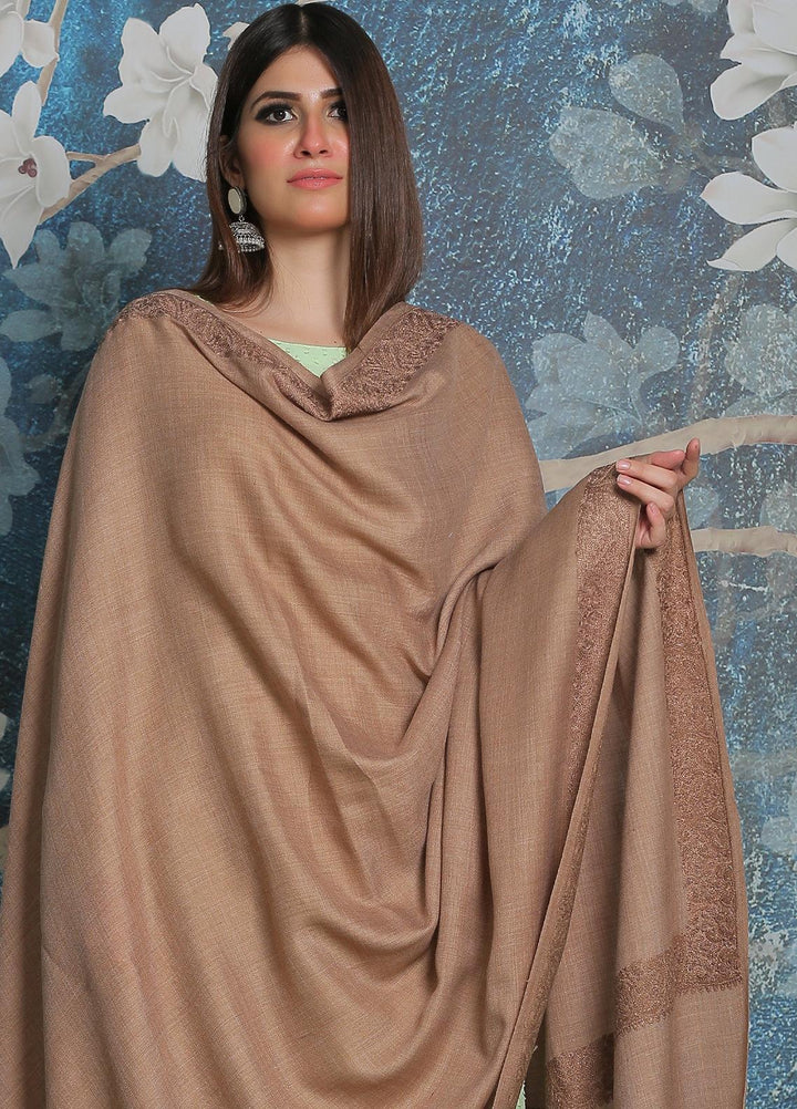 Sanaulla Exclusive Range Pashmina Shawl SU21PP AKP-06 Fawn-5 Pure Pashmina Shawls