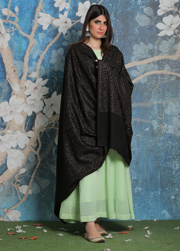Sanaulla Exclusive Range Pashmina Shawl SU21PP AKP-01 Black-1 Pure Pashmina Shawls