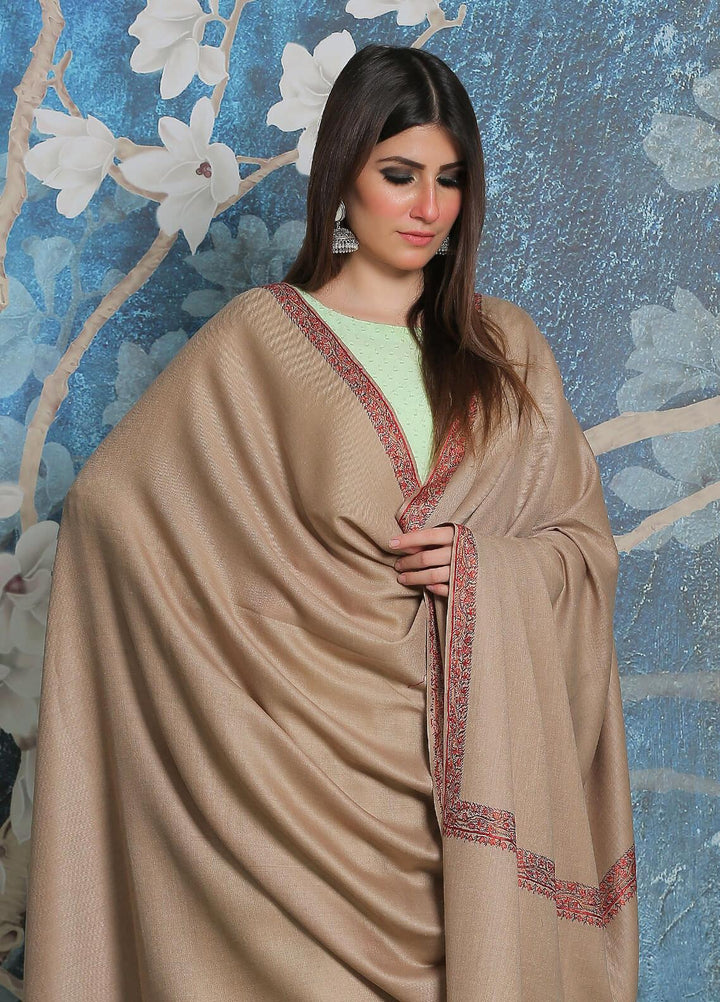 Sanaulla Exclusive Range Pashmina Shawl SU21PP AKP-35 Brown-1 Pure Pashmina Shawls