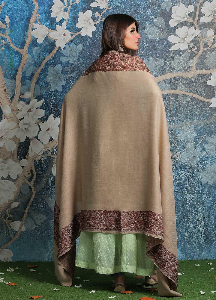 Sanaulla Exclusive Range Pashmina Shawl SU21PP AKP-43 Beige-4 Pure Pashmina Shawls