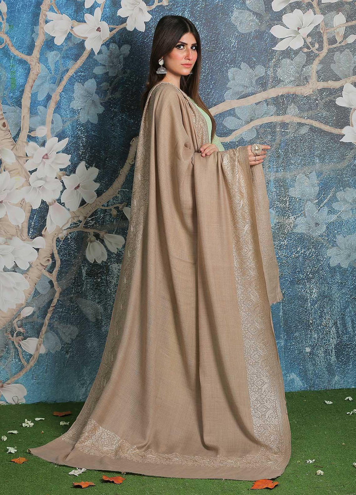 Sanaulla Exclusive Range Pashmina Shawl SU21PP AKP-43 Beige-5 Pure Pashmina Shawls