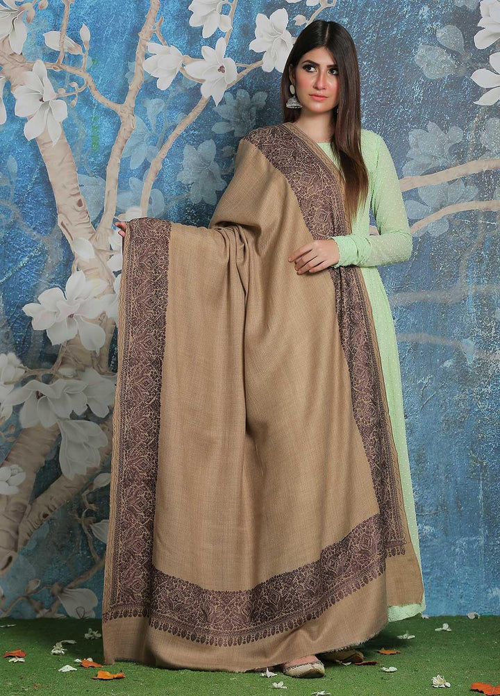 Sanaulla Exclusive Range Pashmina Shawl SU21PP AKP-43 Brown-2 Pure Pashmina Shawls