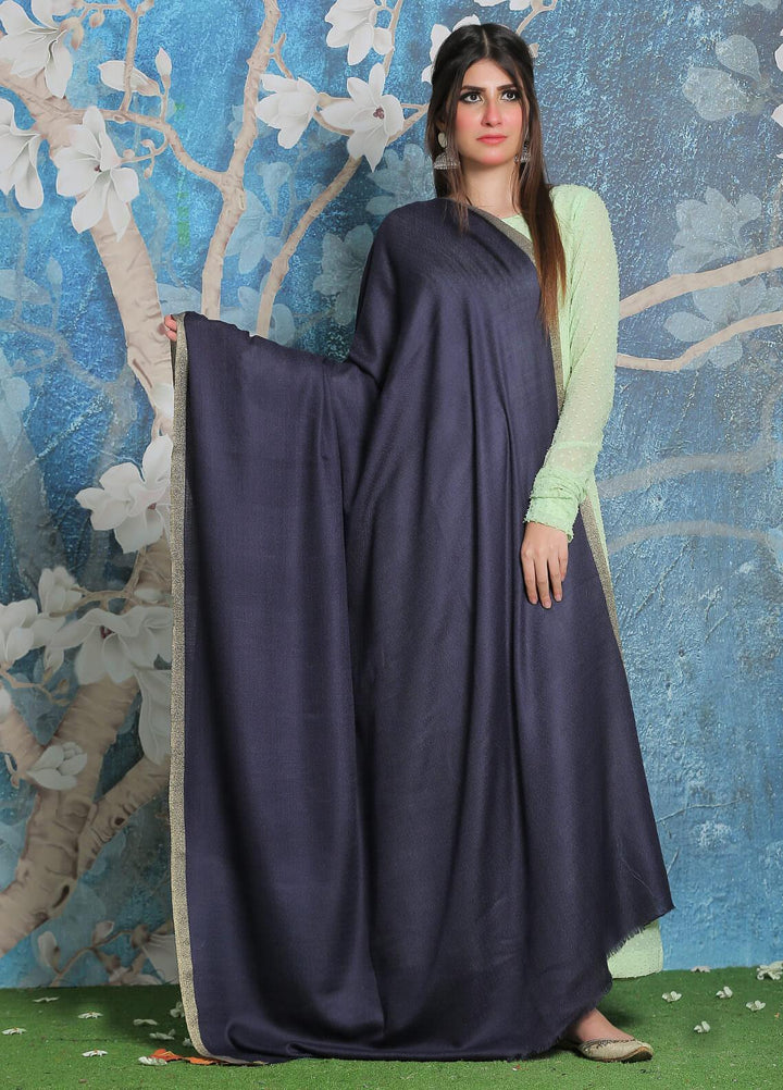 Sanaulla Exclusive Range Pashmina Shawl SU21PP AKP-45 Blue Pure Pashmina Shawls