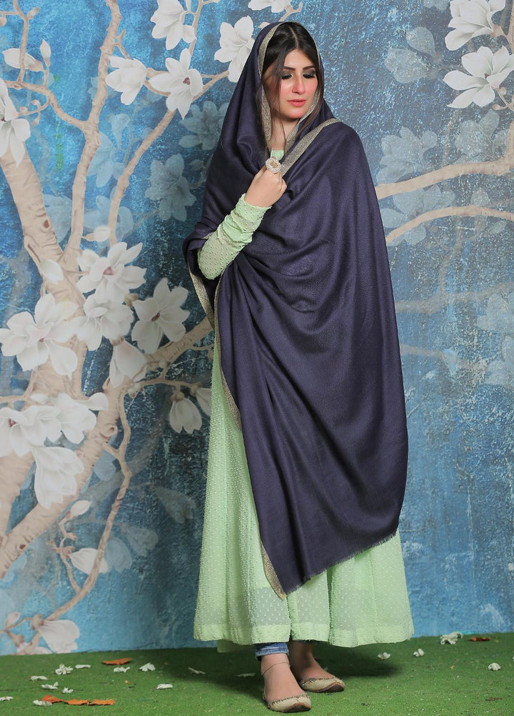 Sanaulla Exclusive Range Pashmina Shawl SU21PP AKP-45 Blue Pure Pashmina Shawls