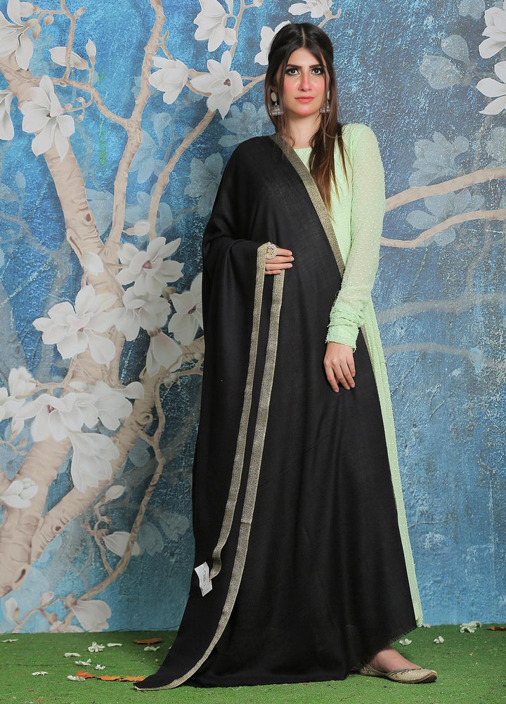 Sanaulla Exclusive Range Pashmina Shawl SU21PP AKP-45 Black Pure Pashmina Shawls