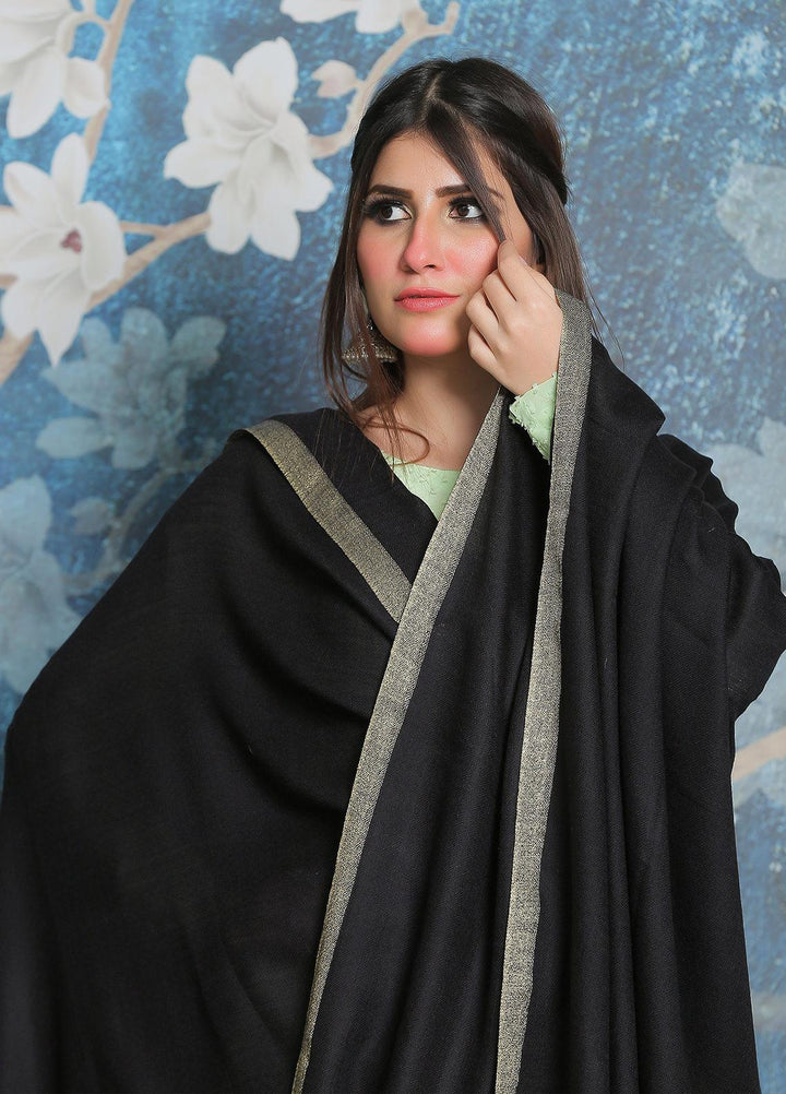 Sanaulla Exclusive Range Pashmina Shawl SU21PP AKP-45 Black Pure Pashmina Shawls