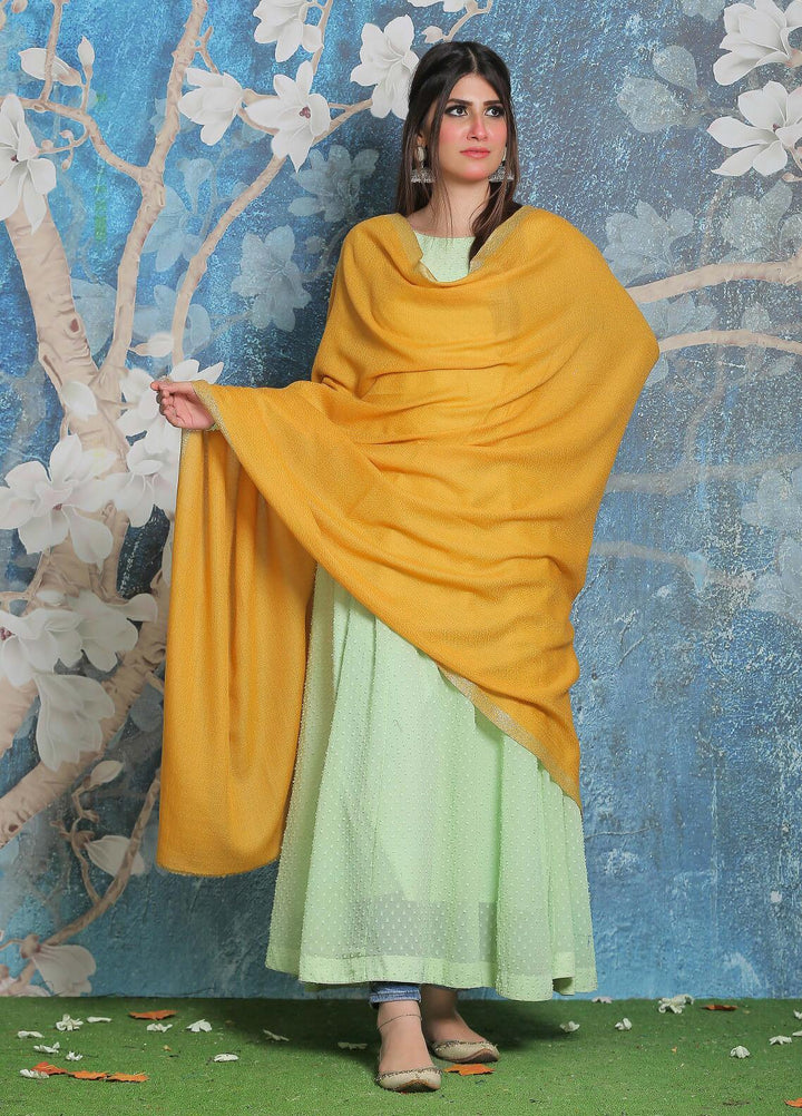 Sanaulla Exclusive Range Pashmina Shawl SU21PP AKP-45 Lemon Pure Pashmina Shawls