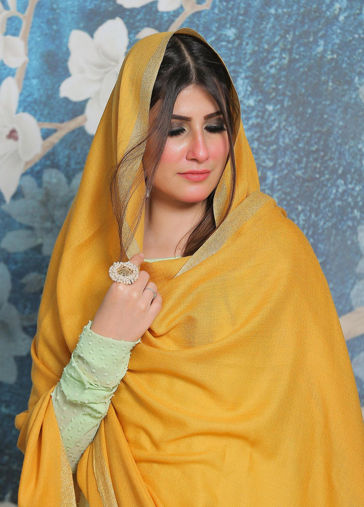 Sanaulla Exclusive Range Pashmina Shawl SU21PP AKP-45 Lemon Pure Pashmina Shawls
