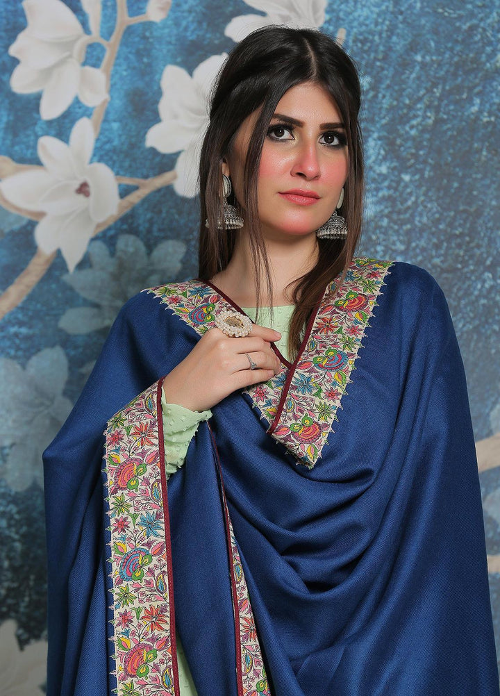 Sanaulla Exclusive Range Pashmina Shawl SU21PP AKP-48 R Blue Pure Pashmina Shawls