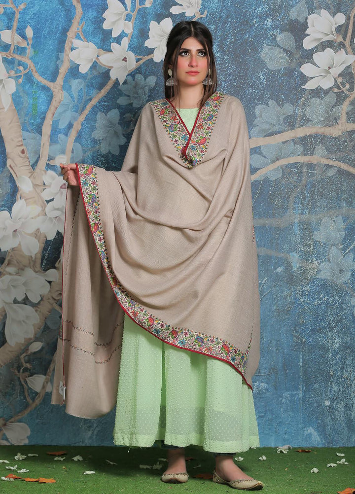 Sanaulla Exclusive Range Pashmina Shawl SU21PP AKP-48 Beige Pure Pashmina Shawls