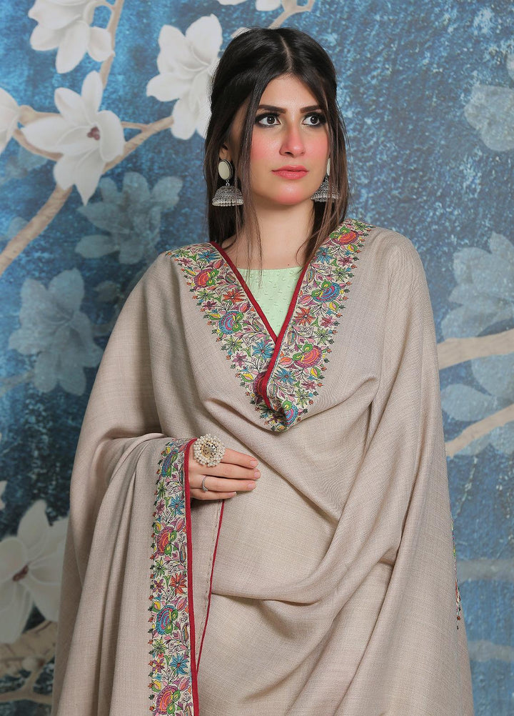 Sanaulla Exclusive Range Pashmina Shawl SU21PP AKP-48 Beige Pure Pashmina Shawls