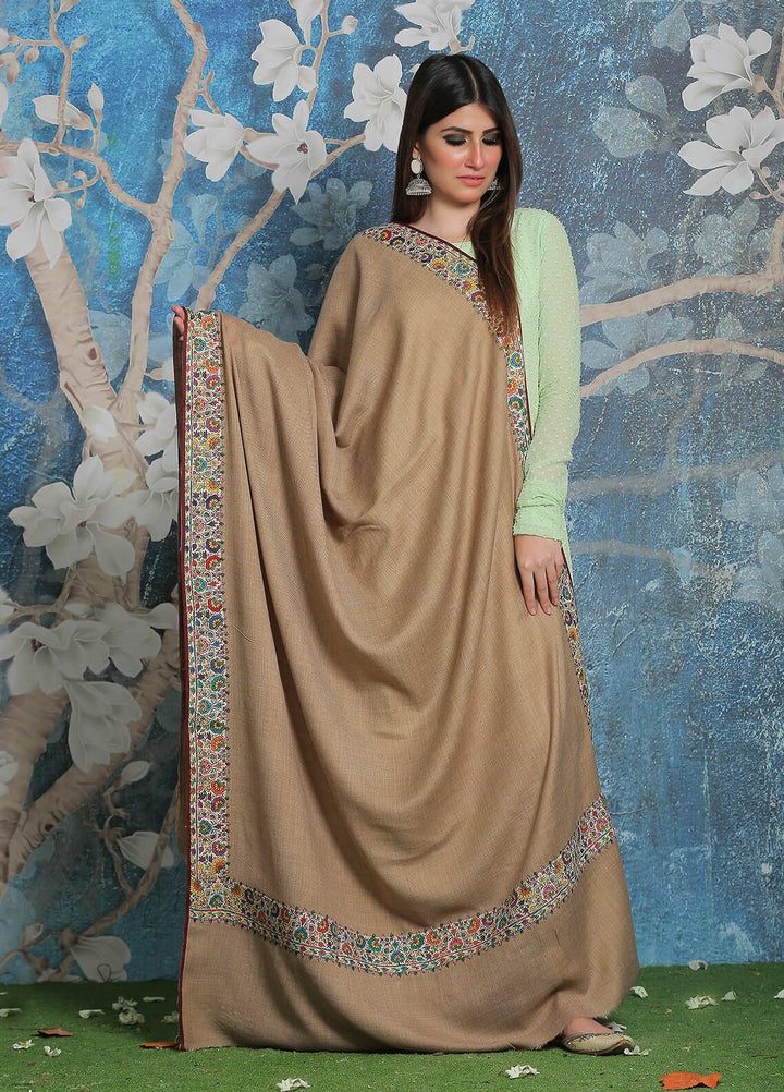 Sanaulla Exclusive Range Pashmina Shawl SU21PP AKP-48 Fawn-1 Pure Pashmina Shawls