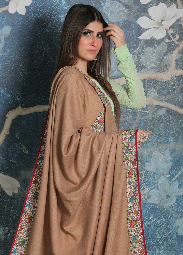 Sanaulla Exclusive Range Pashmina Shawl SU21PP AKP-48 Brown Pure Pashmina Shawls
