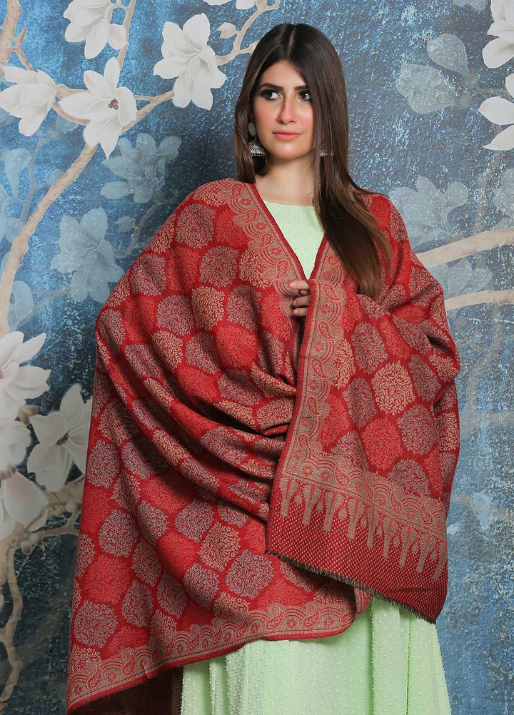 Sanaulla Exclusive Range Pashmina Shawl SU21PP AKP-50 Red Pure Pashmina Shawls