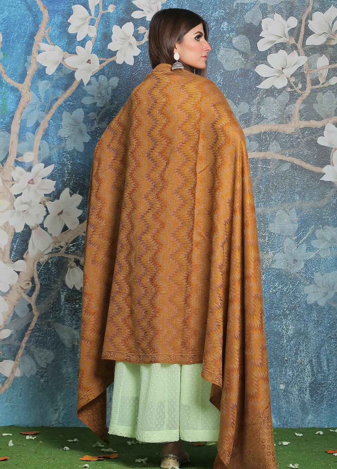 Sanaulla Exclusive Range Pashmina Shawl SU21PP AKP-50 Brown-1 Pure Pashmina Shawls