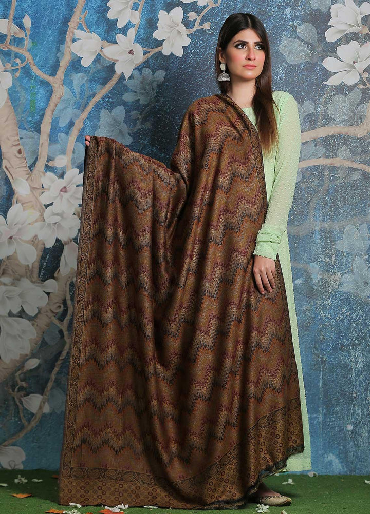Sanaulla Exclusive Range Pashmina Shawl SU21PP AKP-50 Brown-3 Pure Pashmina Shawls