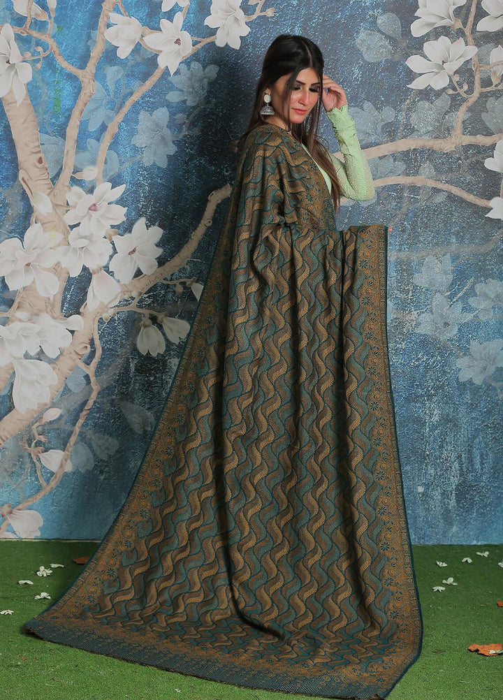 Sanaulla Exclusive Range Pashmina Shawl SU21PP AKP-50 Green Pure Pashmina Shawls