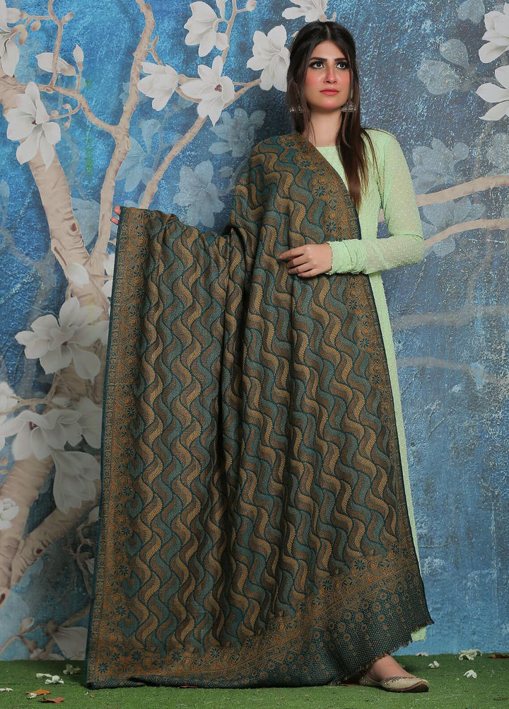 Sanaulla Exclusive Range Pashmina Shawl SU21PP AKP-50 Green Pure Pashmina Shawls