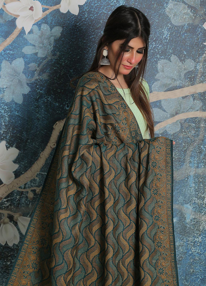 Sanaulla Exclusive Range Pashmina Shawl SU21PP AKP-50 Green Pure Pashmina Shawls