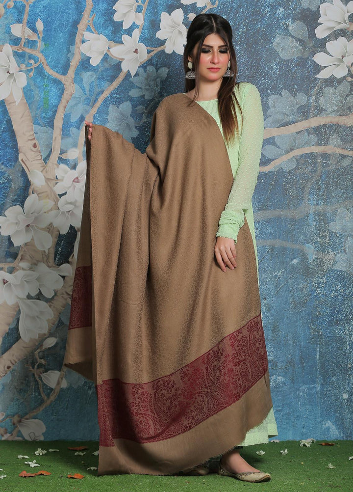 Sanaulla Exclusive Range Pashmina Shawl SU21PP AKP-51 Brown-1 Pure Pashmina Shawls