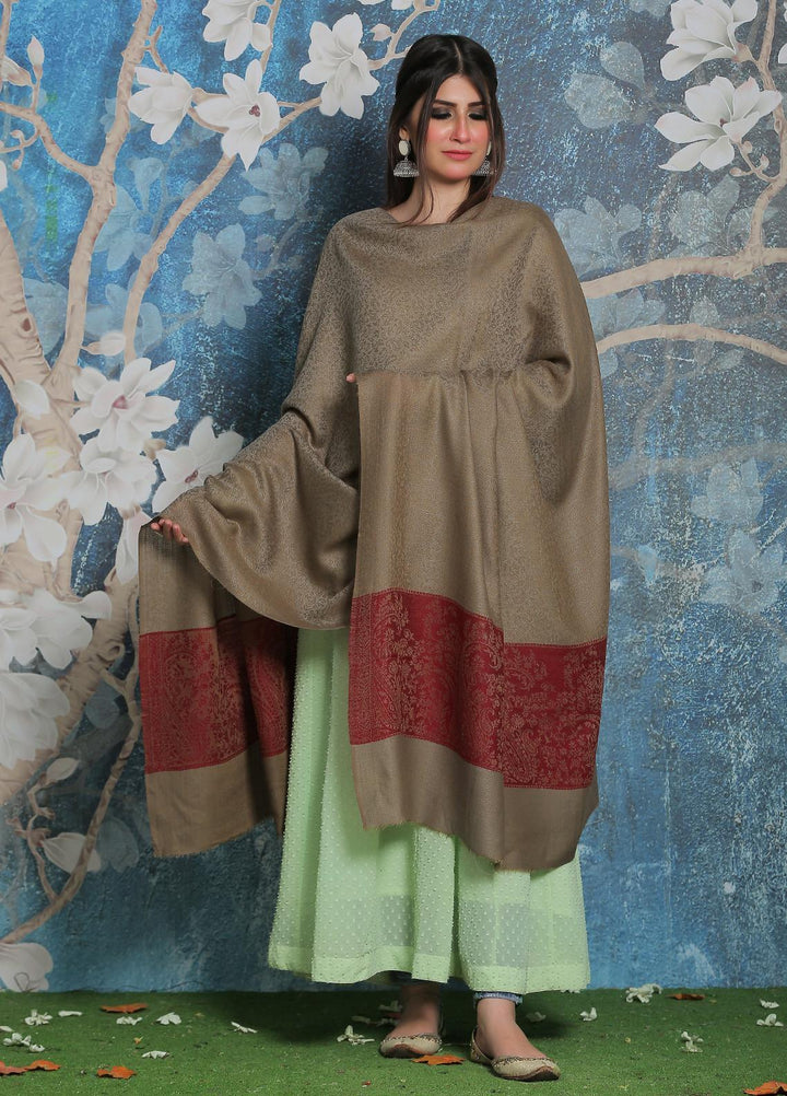 Sanaulla Exclusive Range Pashmina Shawl SU21PP AKP-51 Brown-5 Pure Pashmina Shawls