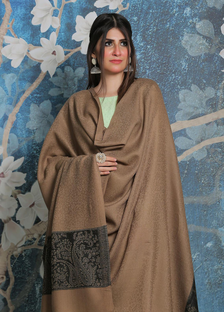 Sanaulla Exclusive Range Pashmina Shawl SU21PP AKP-51 Fawn-1 Pure Pashmina Shawls