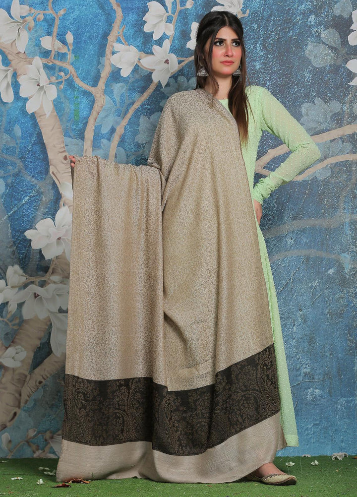 Sanaulla Exclusive Range Pashmina Shawl SU21PP AKP-51 Fawn-2 Pure Pashmina Shawls