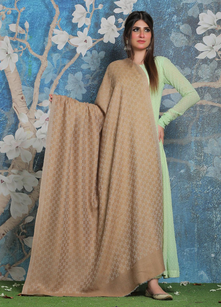 Sanaulla Exclusive Range Pashmina Shawl SU21PP AKP-52 Fawn-4 Pure Pashmina Shawls