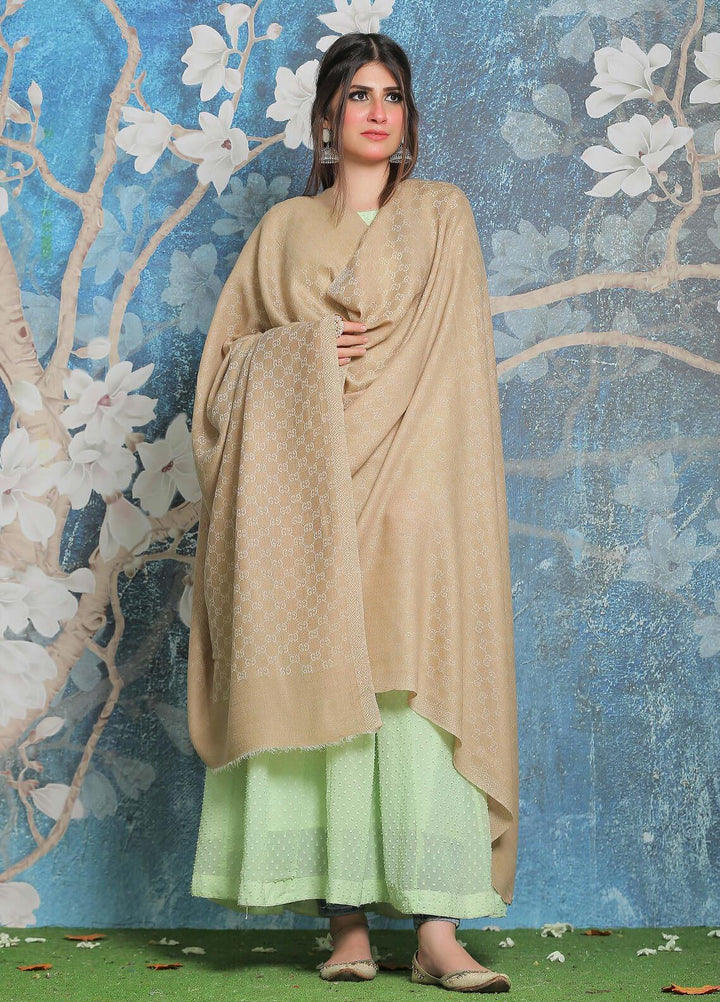 Sanaulla Exclusive Range Pashmina Shawl SU21PP AKP-52 Fawn-5 Pure Pashmina Shawls