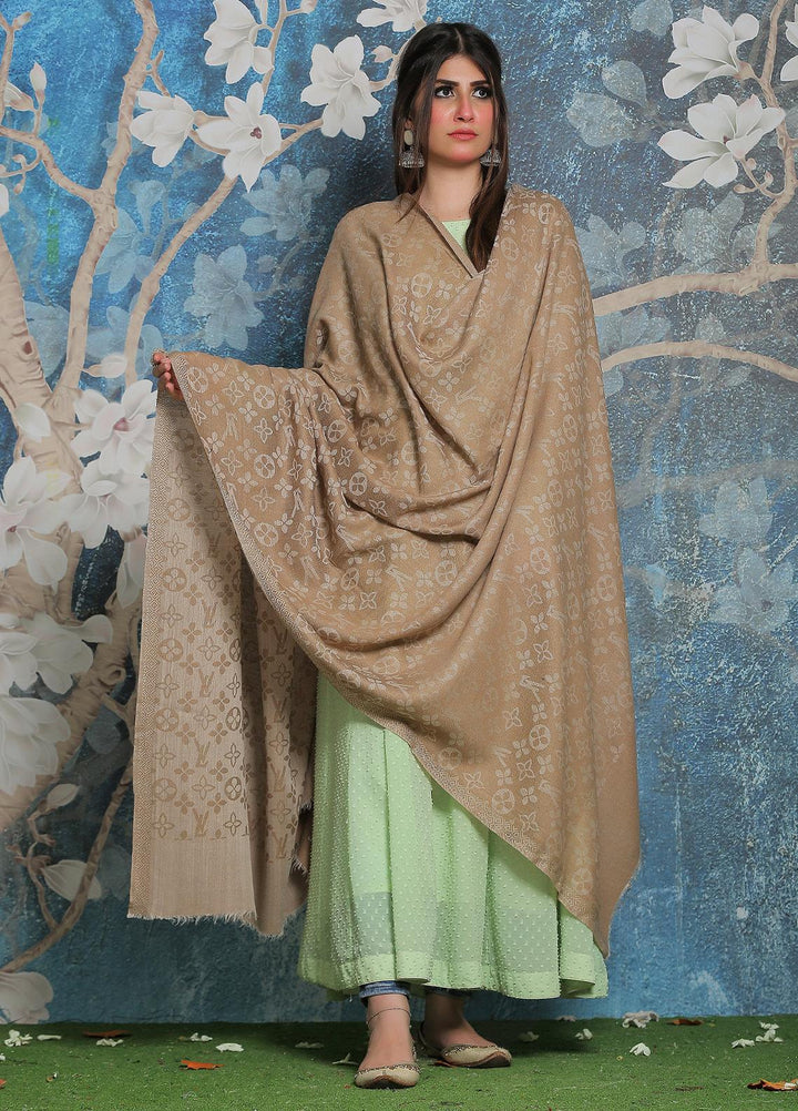 Sanaulla Exclusive Range Pashmina Shawl SU21PP AKP-52 Brown-3 Pure Pashmina Shawls