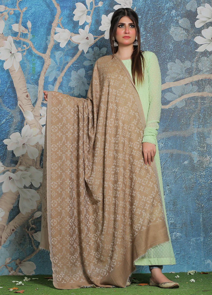 Sanaulla Exclusive Range Pashmina Shawl SU21PP AKP-52 Brown-3 Pure Pashmina Shawls