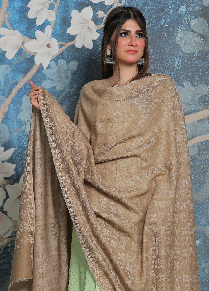 Sanaulla Exclusive Range Pashmina Shawl SU21PP AKP-52 Brown-3 Pure Pashmina Shawls