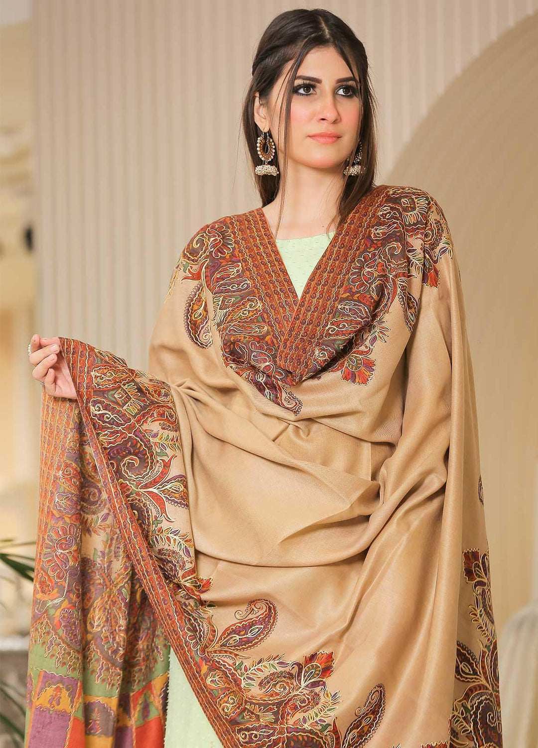 Sanaulla Exclusive Range Pashmina Shawl SU21PP MIR-589-Multi2 Pure Pashmina Shawls