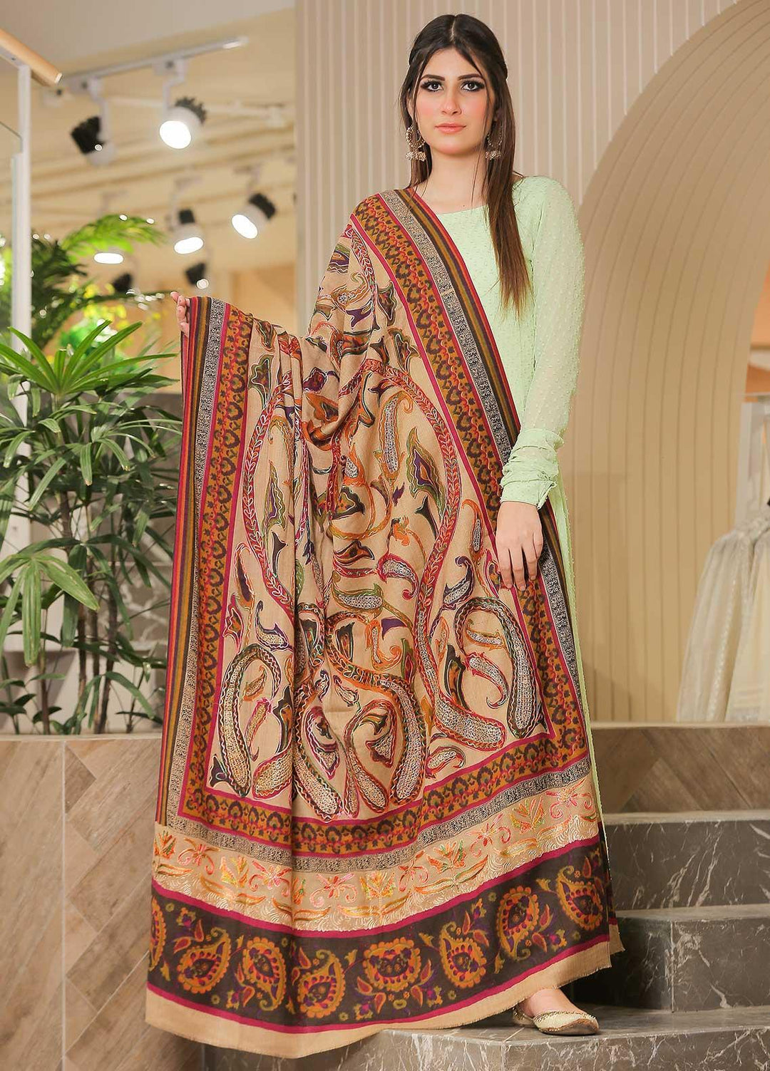 Sanaulla Exclusive Range Pashmina Shawl SU21PP MIR-681-Multi3 Pure Pashmina Shawls