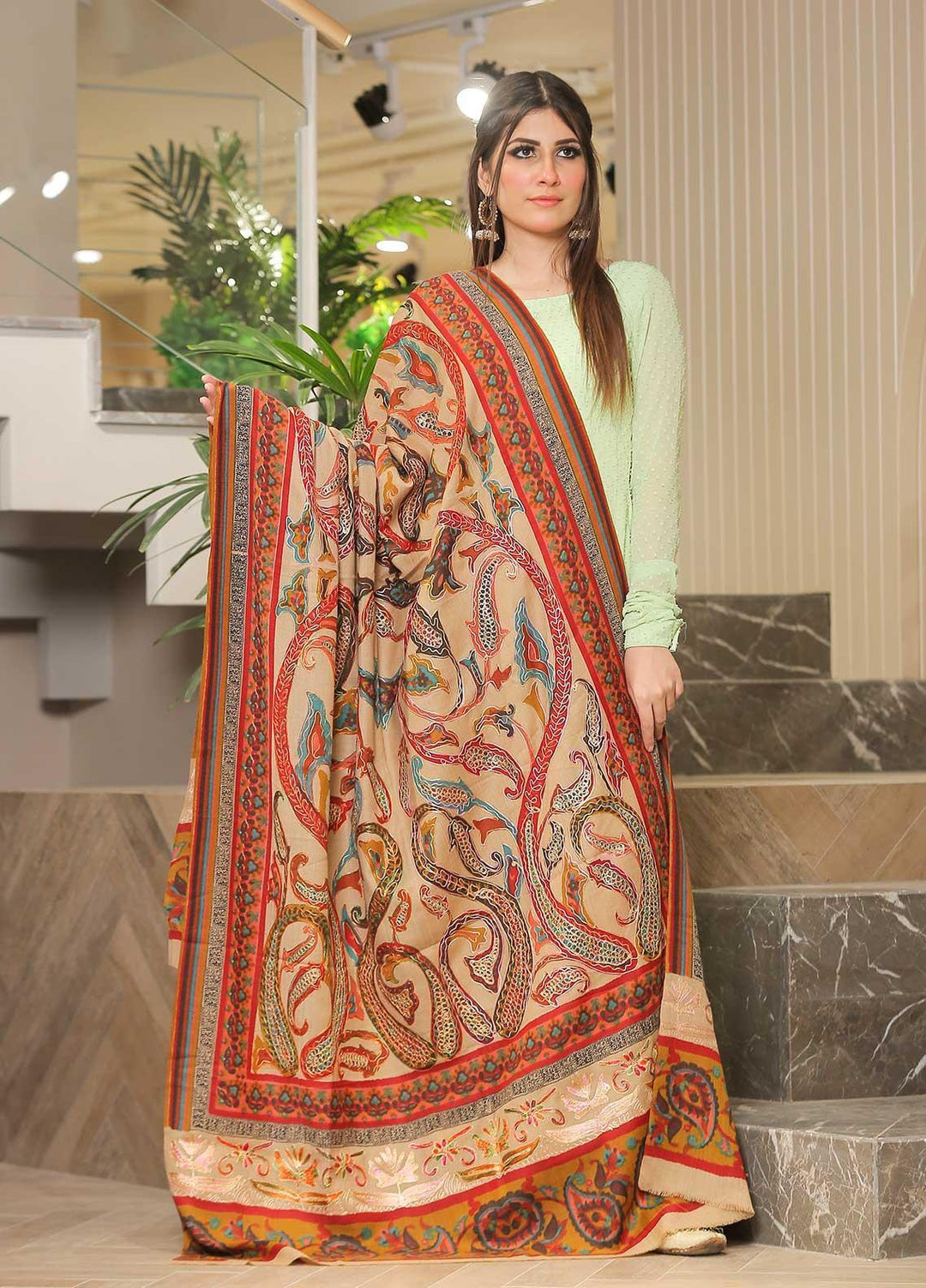 Sanaulla Exclusive Range Pashmina Shawl SU21PP MIR-683-Multi5 Pure Pashmina Shawls