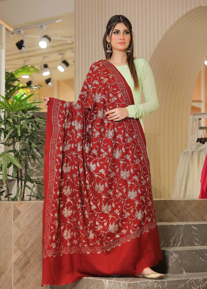 Sanaulla Exclusive Range Pashmina Shawl SU21PP MIR-13 Maroon 1 Pure Pashmina Shawls