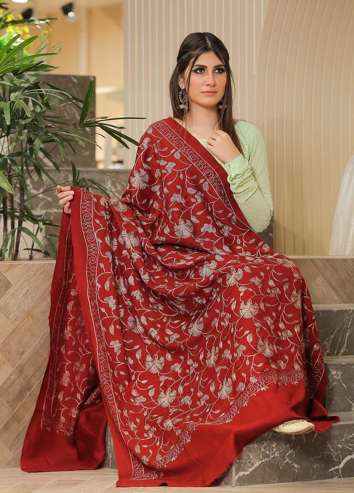 Sanaulla Exclusive Range Pashmina Shawl SU21PP MIR-13 Maroon 1 Pure Pashmina Shawls