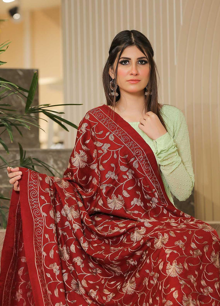 Sanaulla Exclusive Range Pashmina Shawl SU21PP MIR-13 Maroon 1 Pure Pashmina Shawls