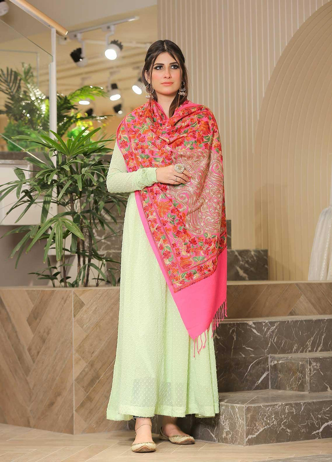 Sanaulla Exclusive Range Pashmina Shawl SU21PP MIR-36 Pink Pure Pashmina Shawls