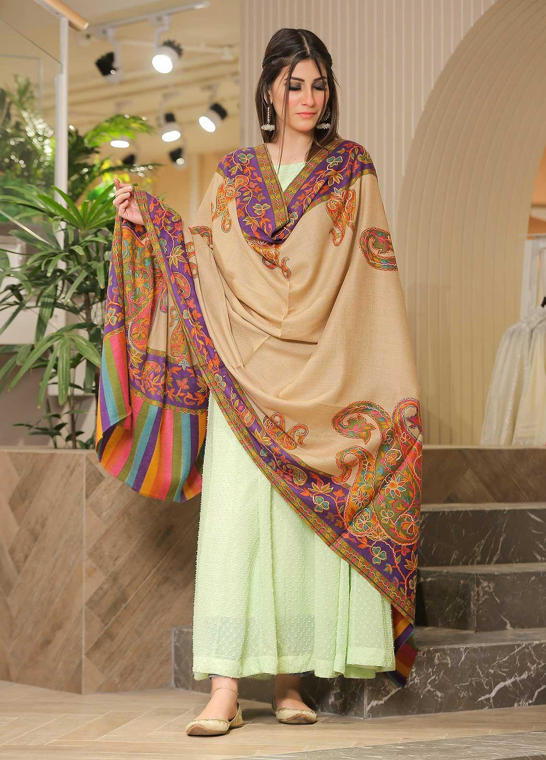 Sanaulla Exclusive Range Pashmina Shawl SU21PP AKP-19 Multi-3 Pure Pashmina Shawls