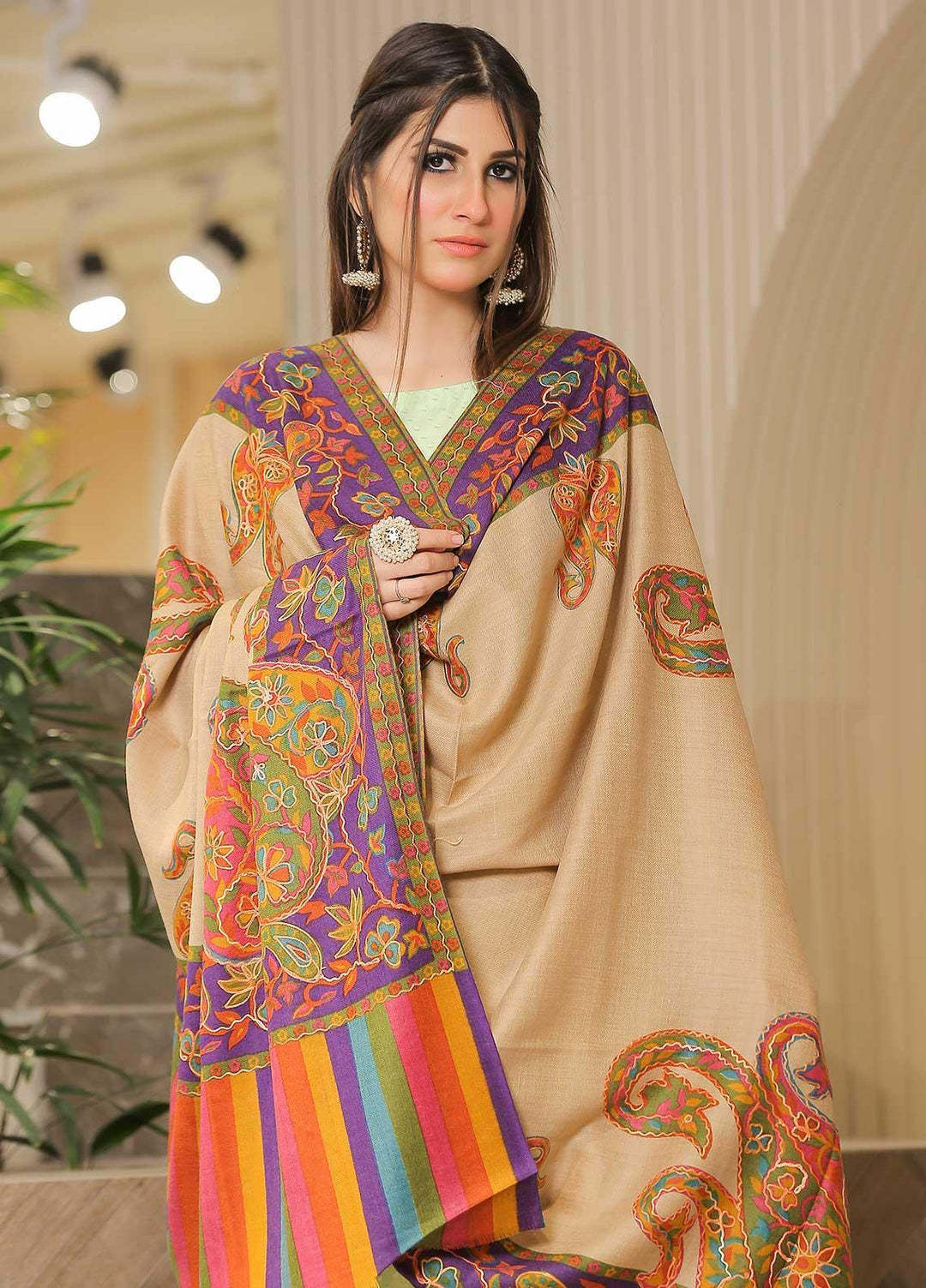 Sanaulla Exclusive Range Pashmina Shawl SU21PP AKP-19 Multi-3 Pure Pashmina Shawls